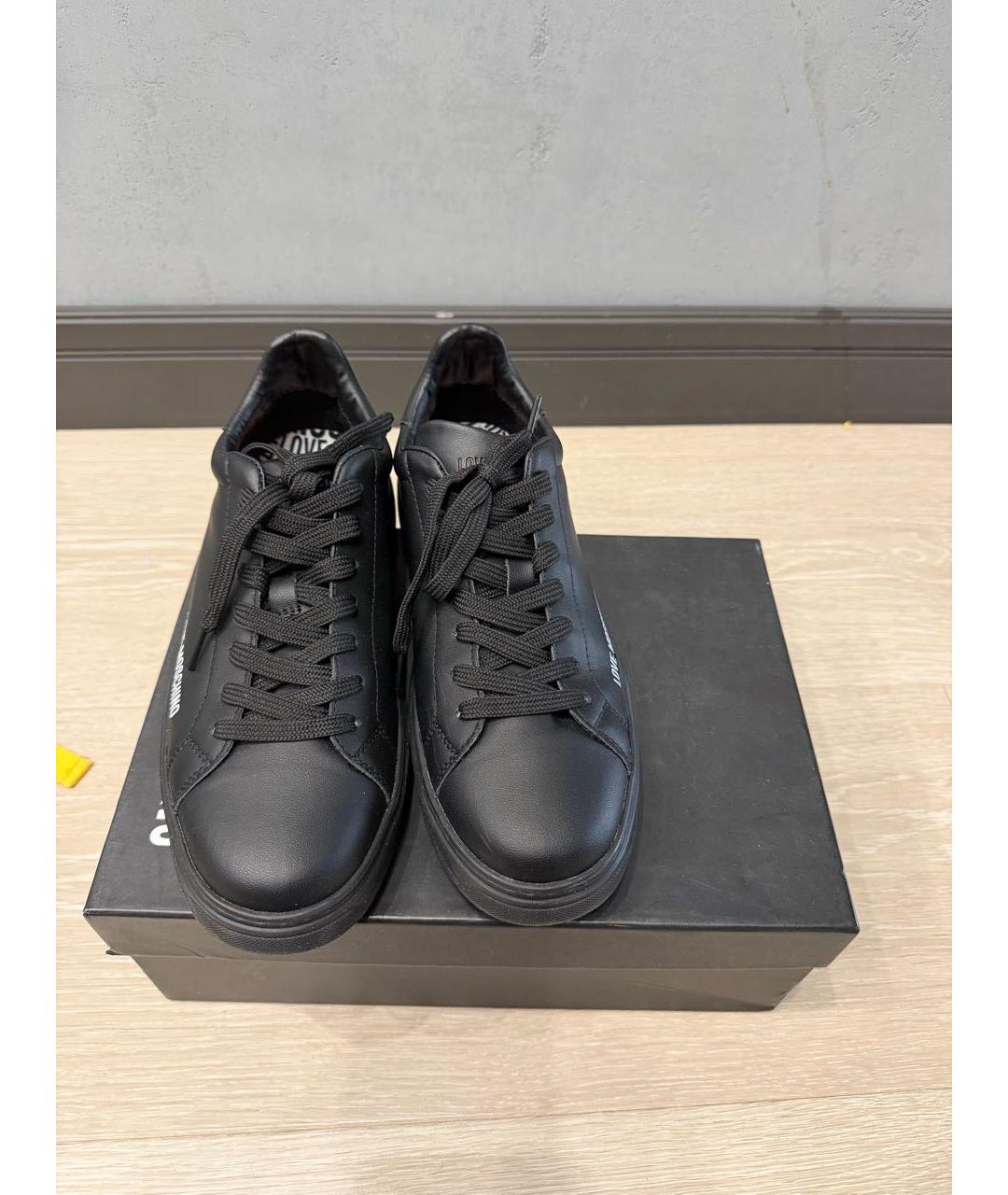 LOVE MOSCHINO Черные кожаные кеды, фото 2