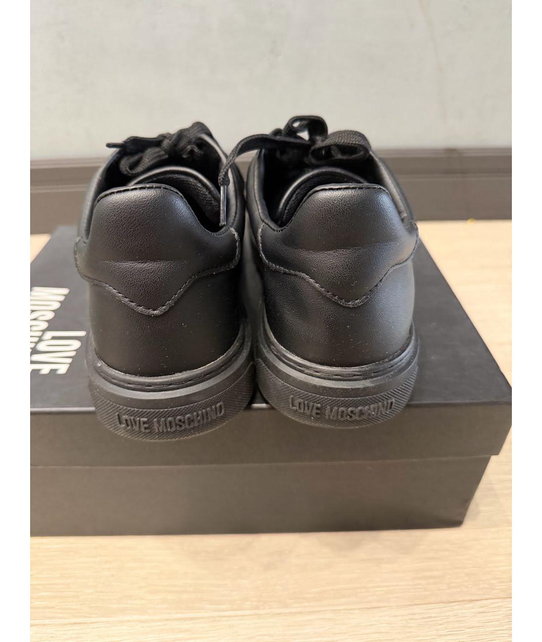 LOVE MOSCHINO Черные кожаные кеды, фото 4