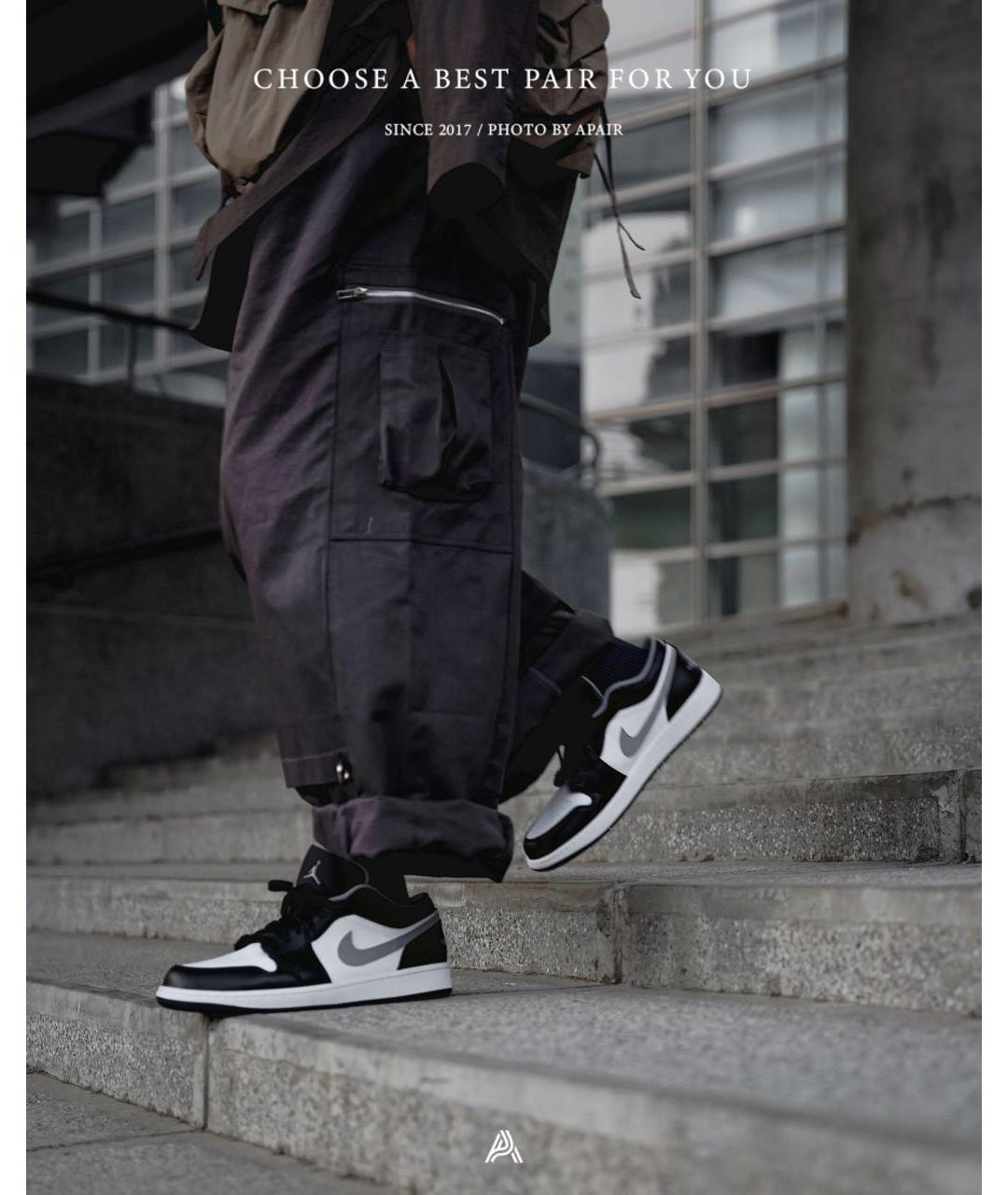 JORDAN Черные кожаные низкие кроссовки / кеды, фото 2