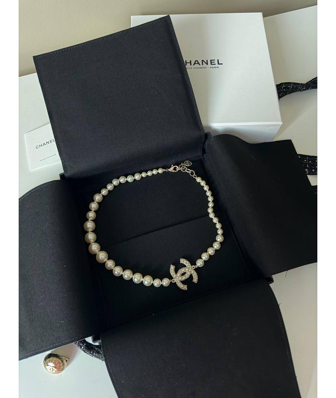 CHANEL Белое жемчужное колье, фото 3