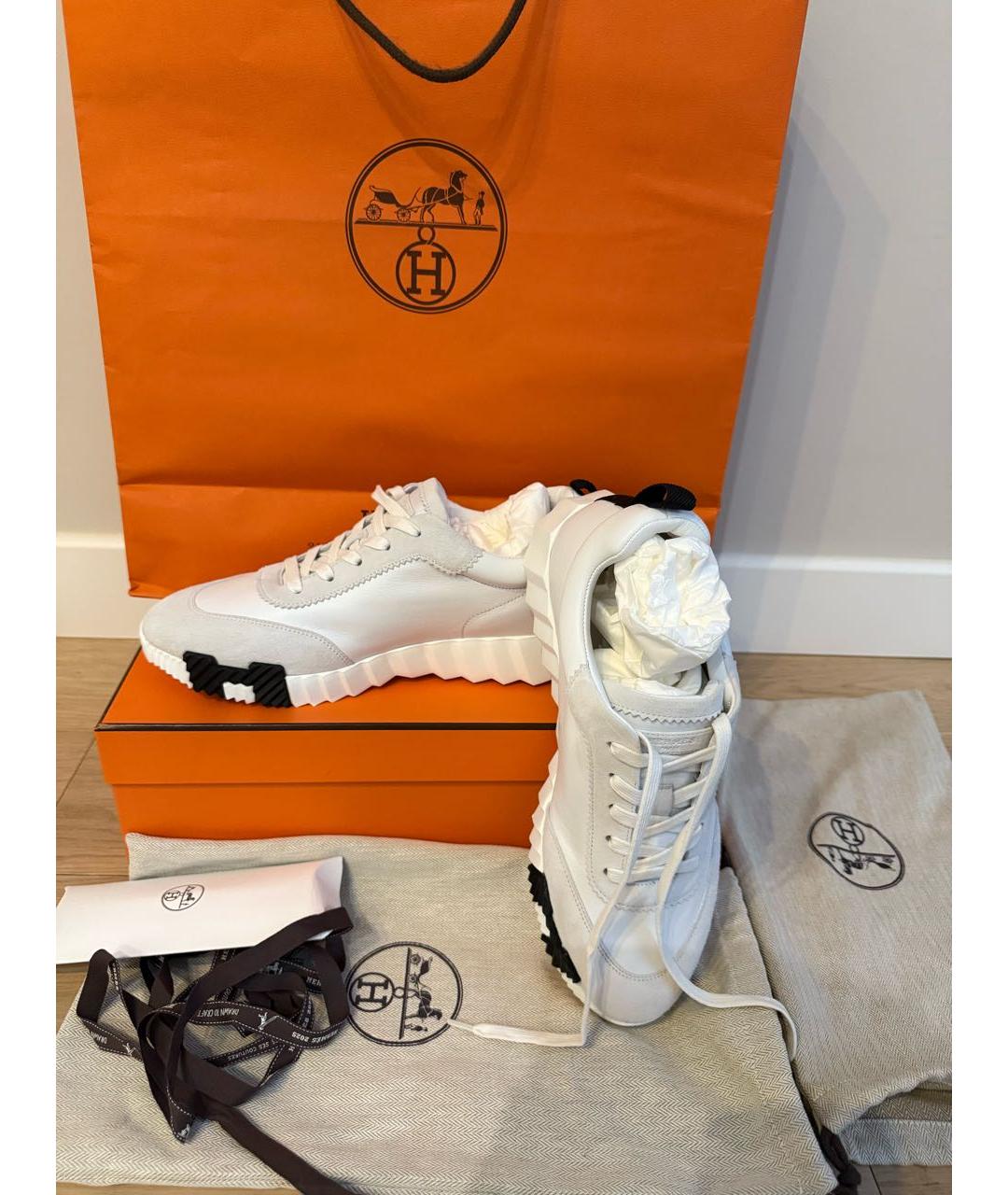 HERMES Белые кожаные низкие кроссовки / кеды, фото 7