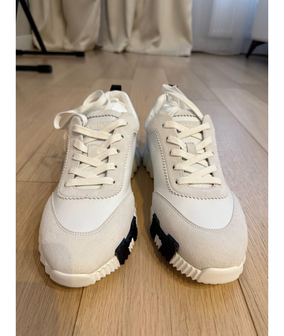 HERMES Белые кожаные низкие кроссовки / кеды, фото 2