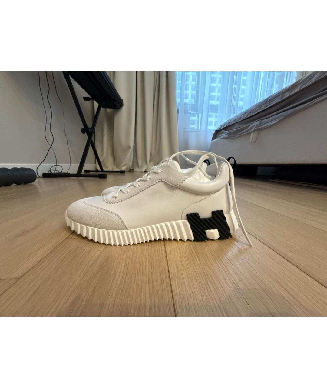 HERMES Белые кожаные низкие кроссовки / кеды, фото 8