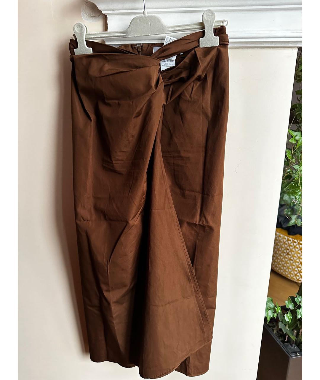 MAX MARA Коричневая хлопковая юбка миди, фото 7