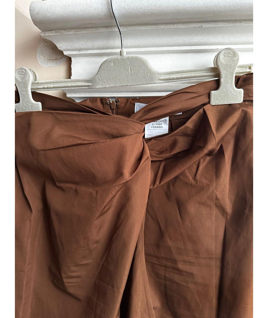 MAX MARA Коричневая хлопковая юбка миди, фото 5