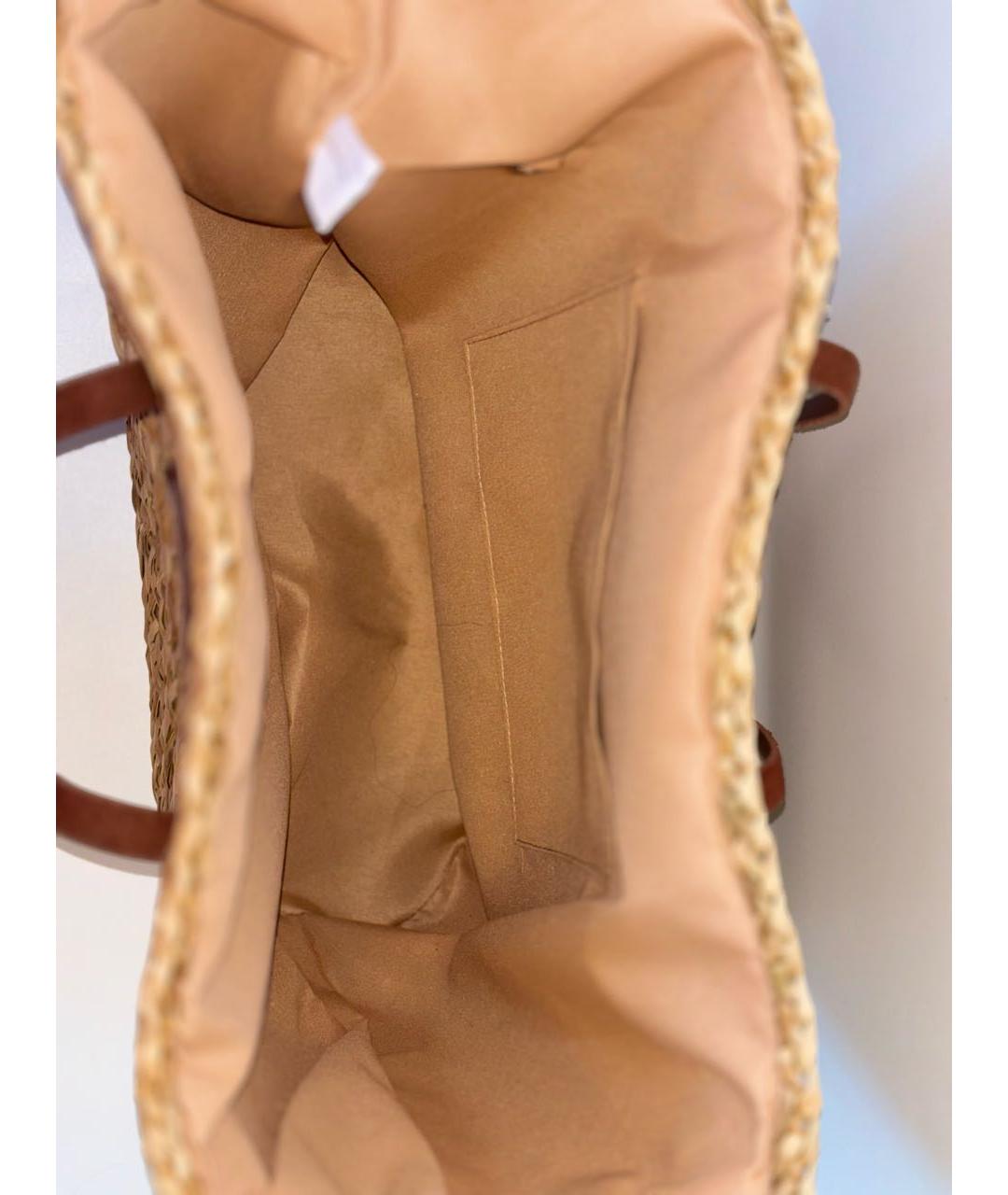 BVLGARI Бежевая пелетеная пляжная сумка, фото 5