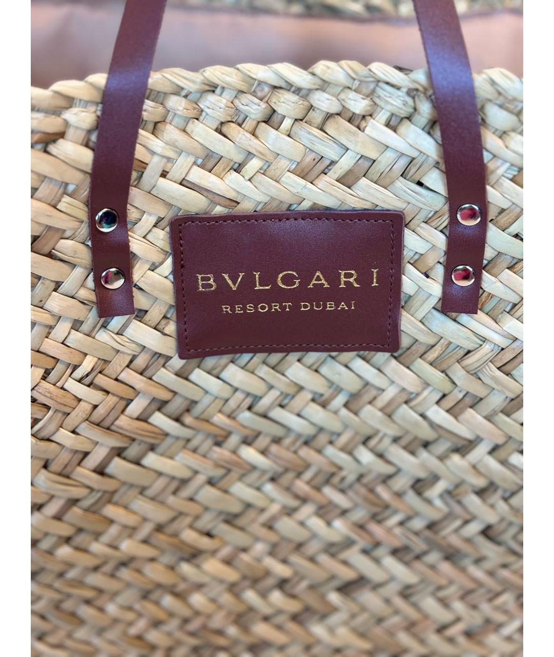 BVLGARI Бежевая пелетеная пляжная сумка, фото 6