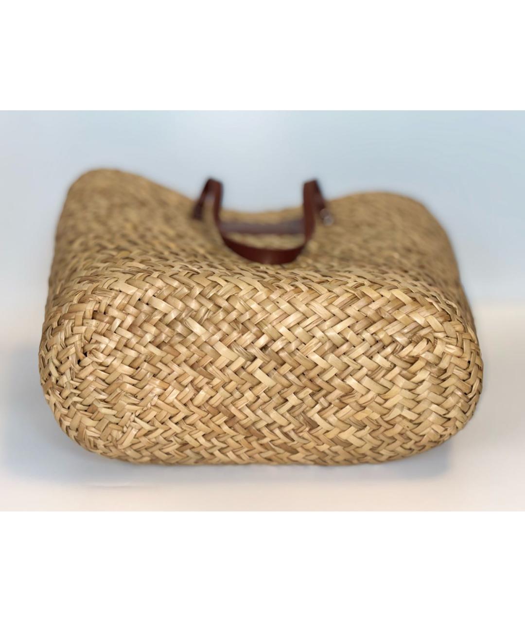 BVLGARI Бежевая пелетеная пляжная сумка, фото 8