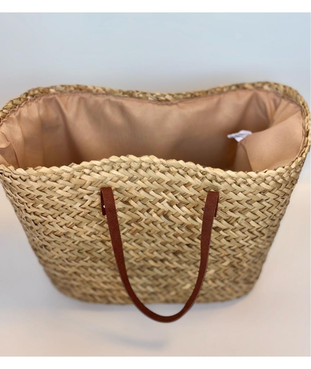 BVLGARI Бежевая пелетеная пляжная сумка, фото 3