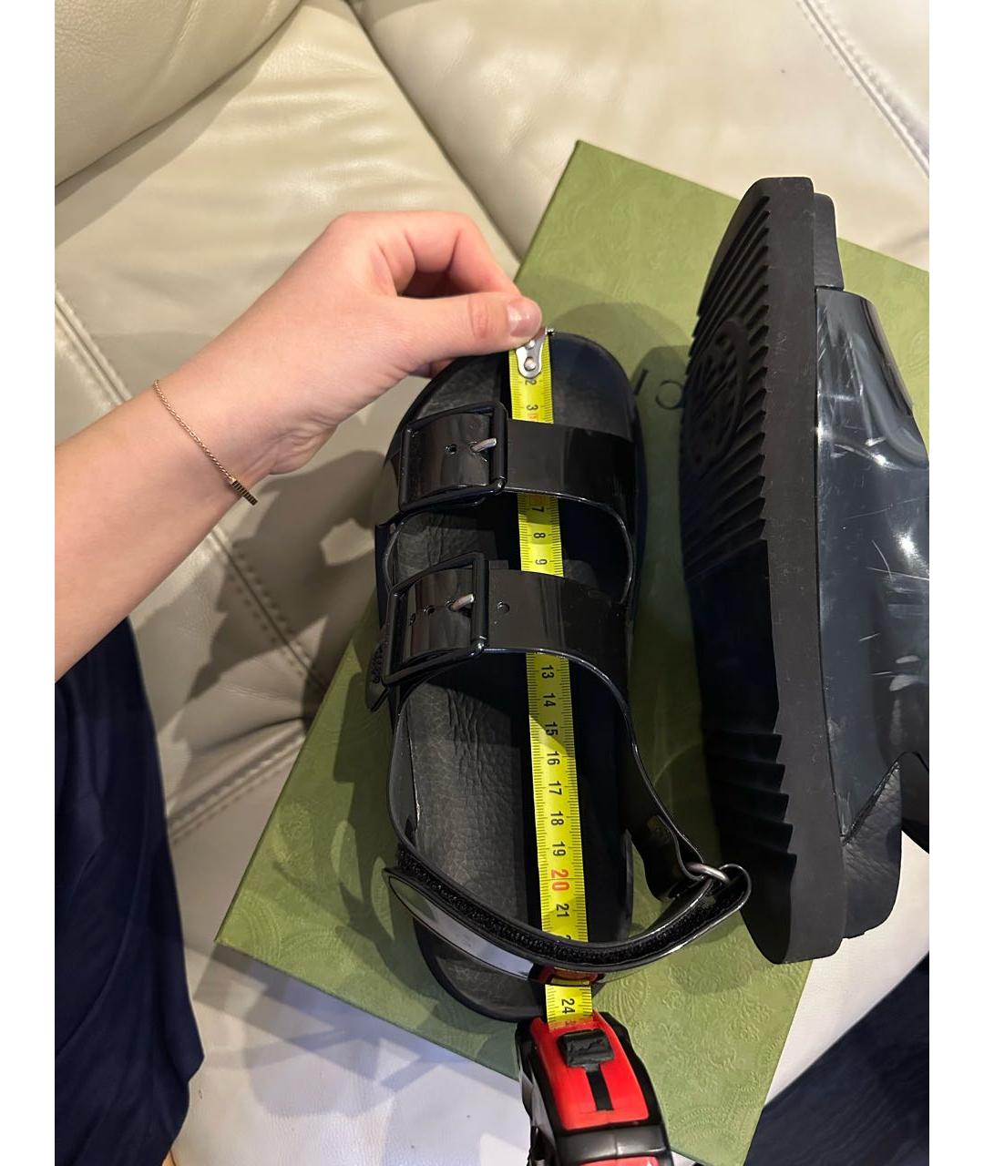 GUCCI Черные резиновые сандалии, фото 5