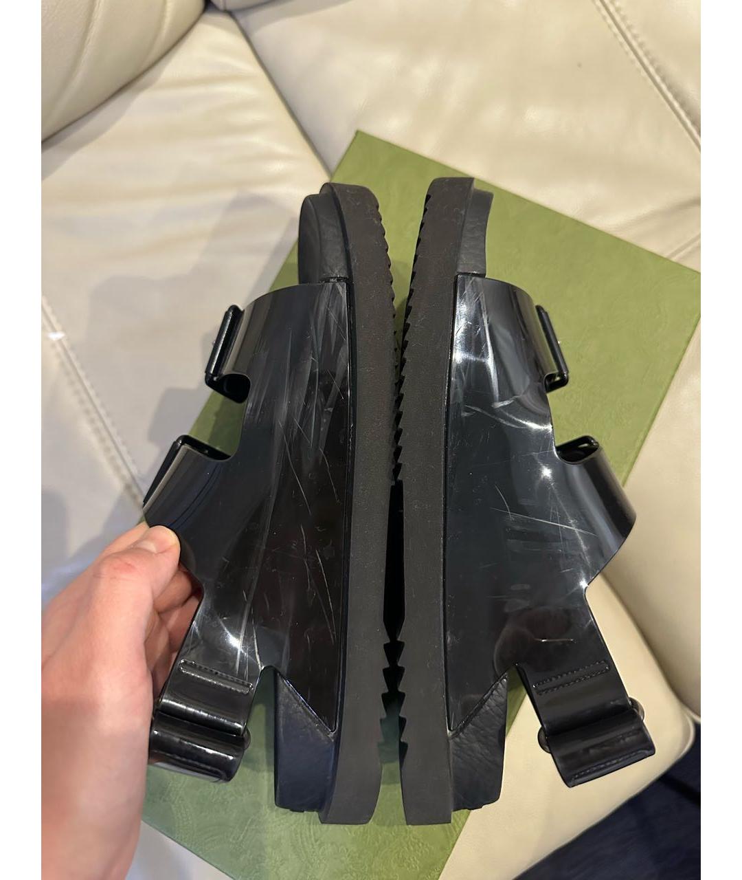 GUCCI Черные резиновые сандалии, фото 4