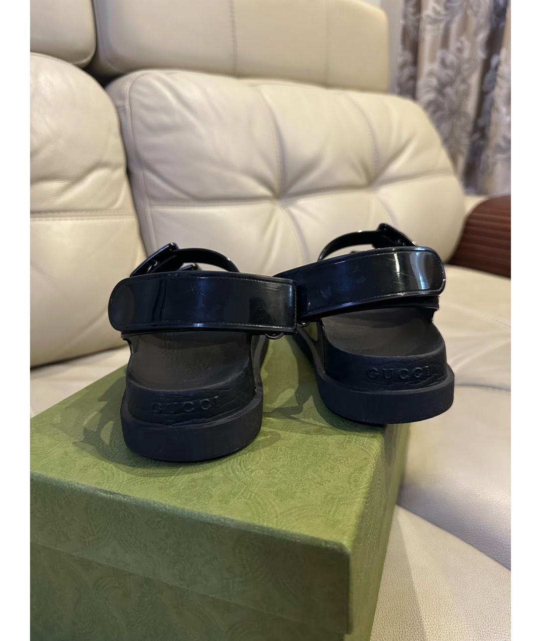 GUCCI Черные резиновые сандалии, фото 3