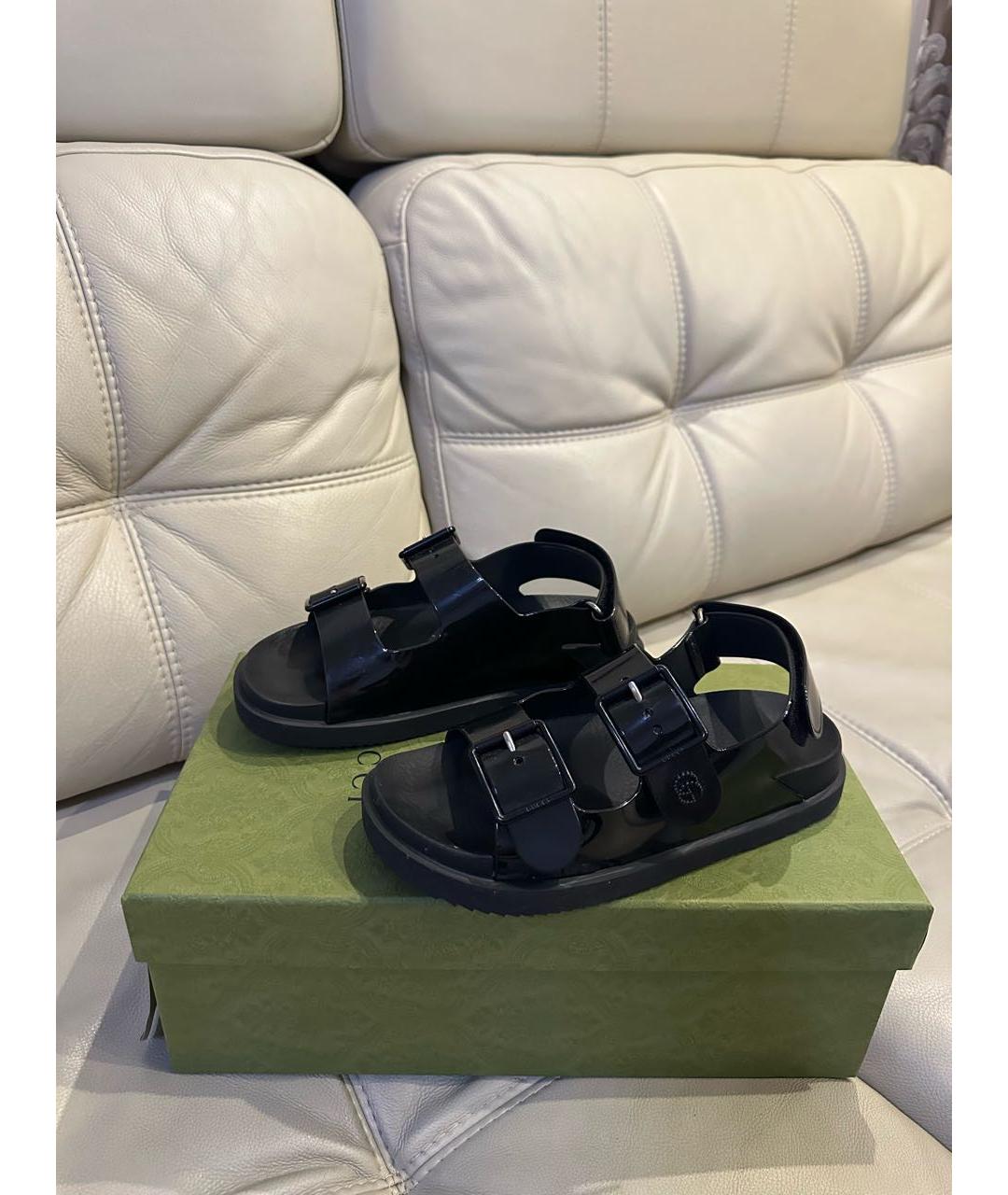 GUCCI Черные резиновые сандалии, фото 7