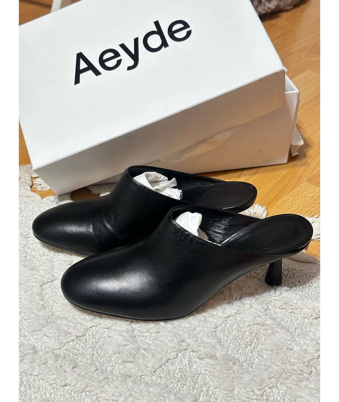 AEYDE Черные кожаные мюли, фото 6