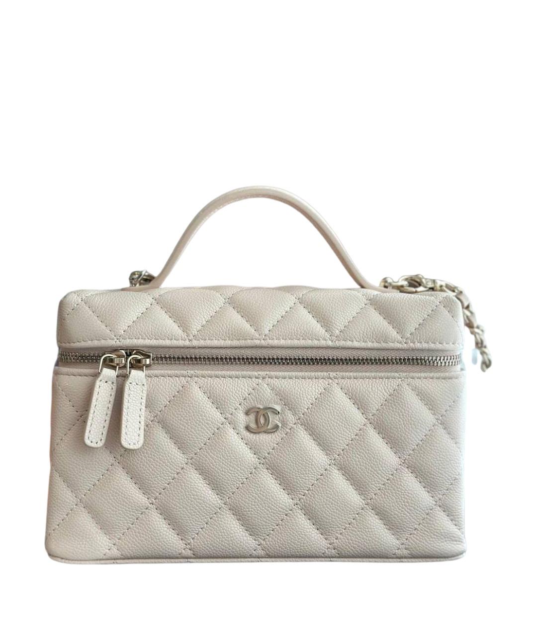 CHANEL Бежевая кожаная сумка с короткими ручками, фото 1