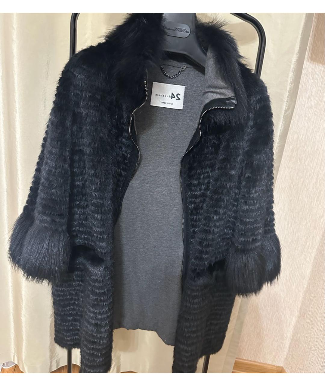 MANZONI 24 Черная меховая шуба, фото 5