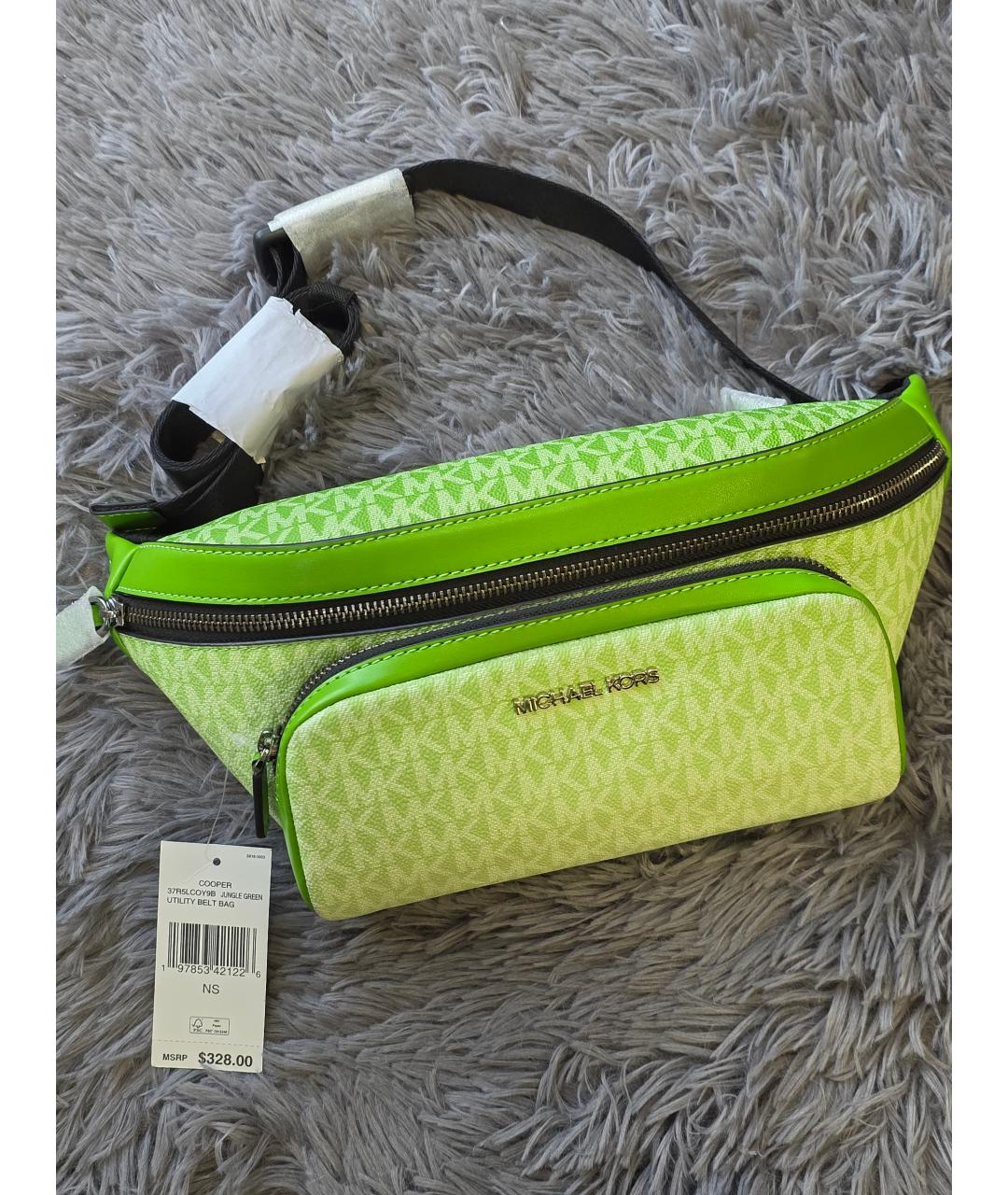 MICHAEL KORS Салатовая поясная сумка из искусственной кожи, фото 5