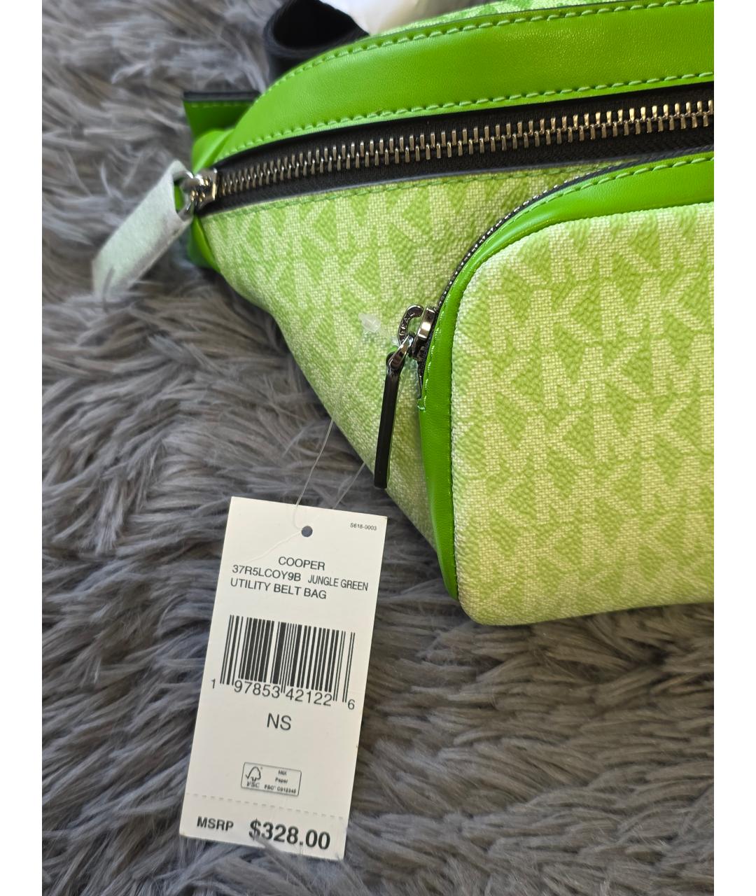 MICHAEL KORS Салатовая поясная сумка из искусственной кожи, фото 8