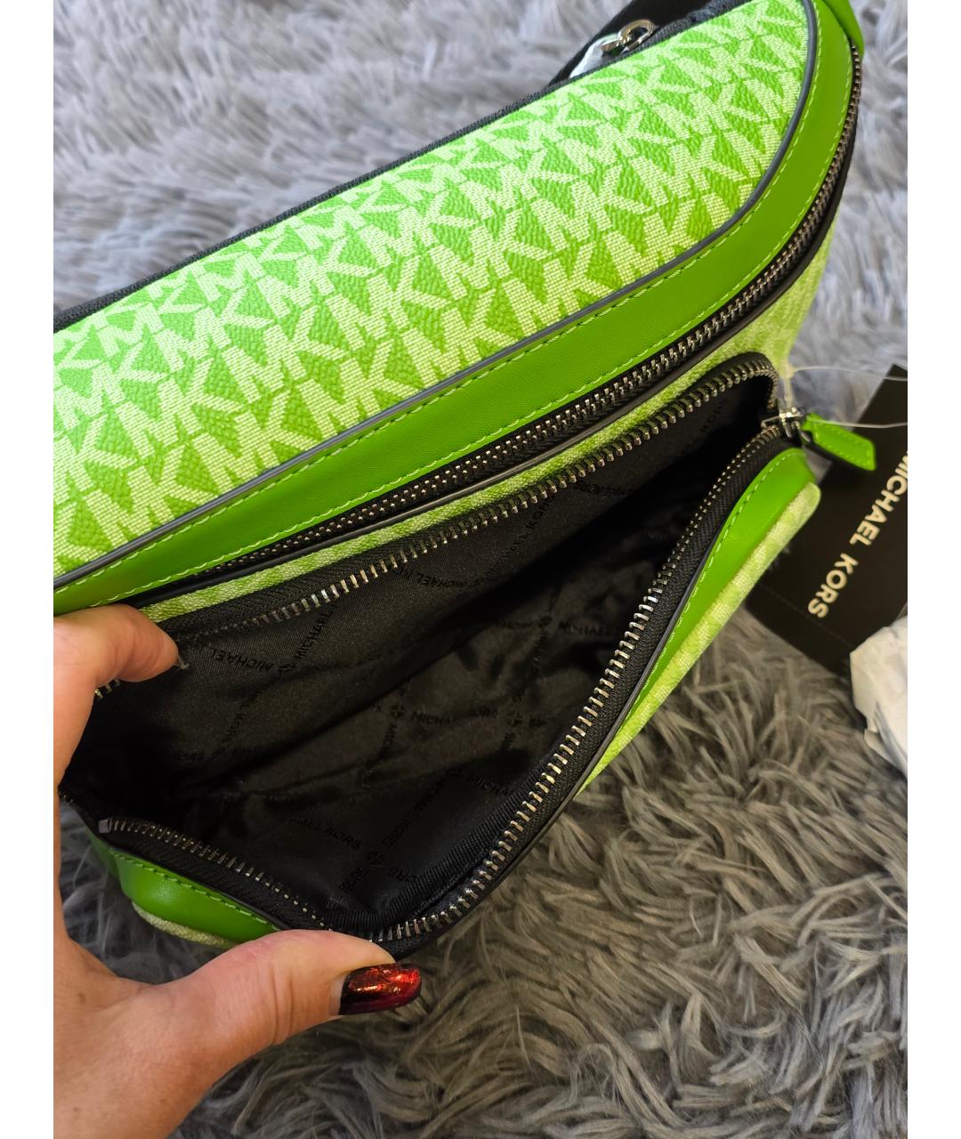 MICHAEL KORS Салатовая поясная сумка из искусственной кожи, фото 6