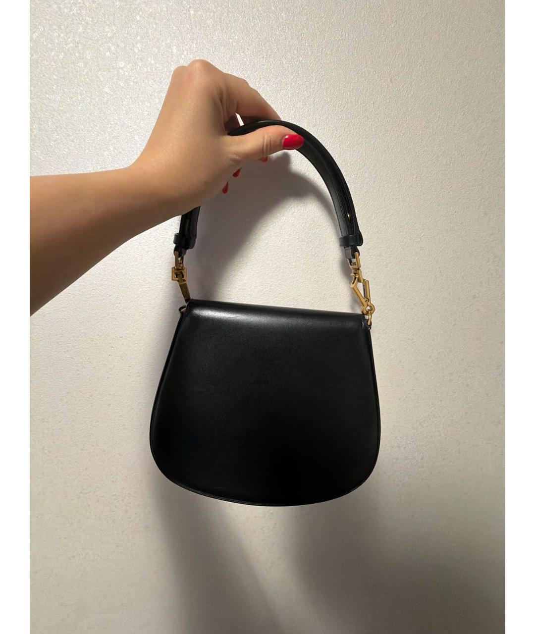 SAINT LAURENT Черная кожаная сумка с короткими ручками, фото 3