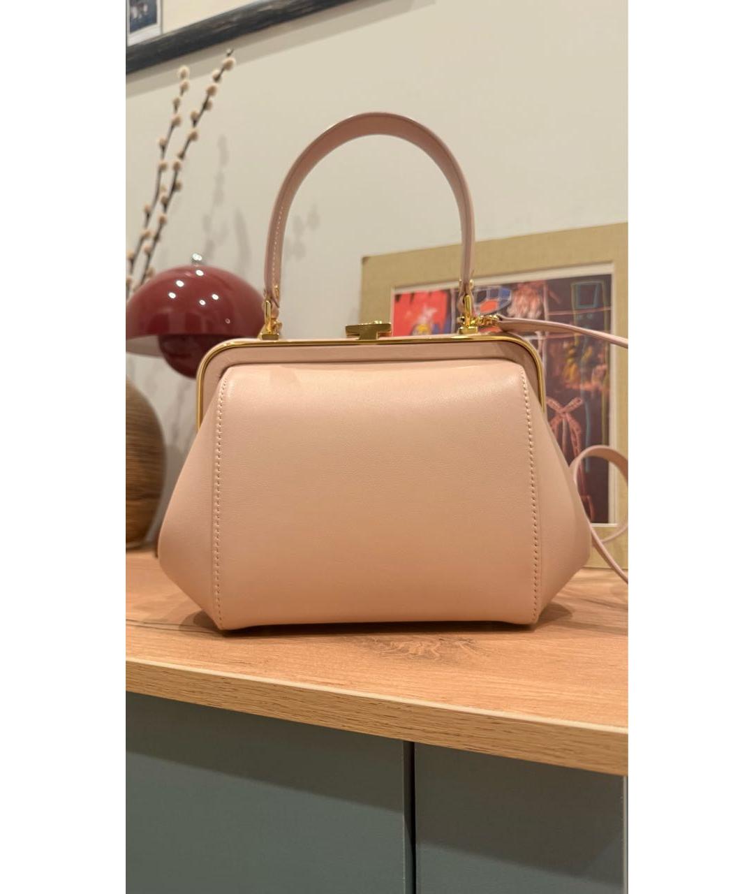 ULYANA SERGEENKO Бежевая кожаная сумка с короткими ручками, фото 3