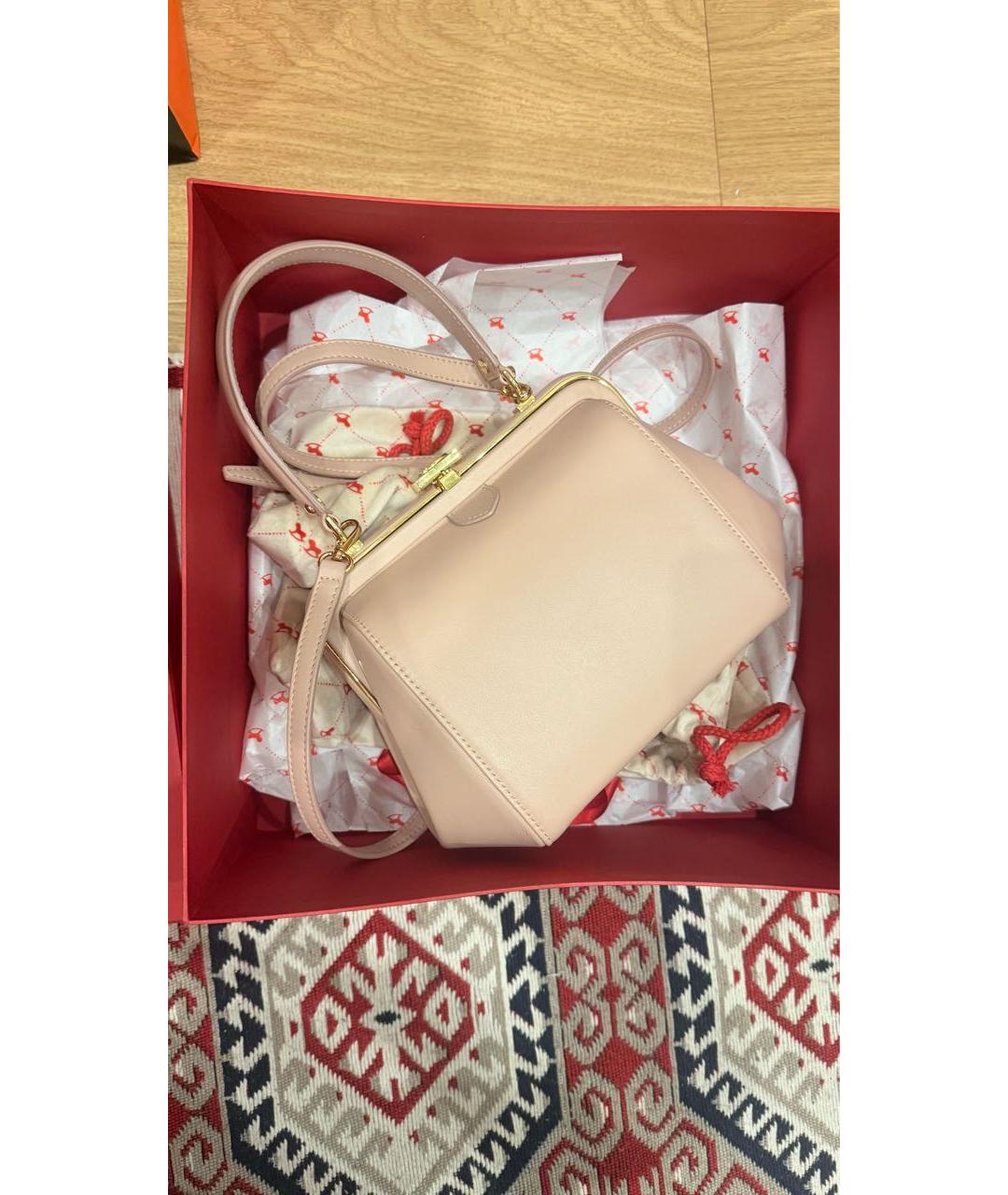 ULYANA SERGEENKO Бежевая кожаная сумка с короткими ручками, фото 7