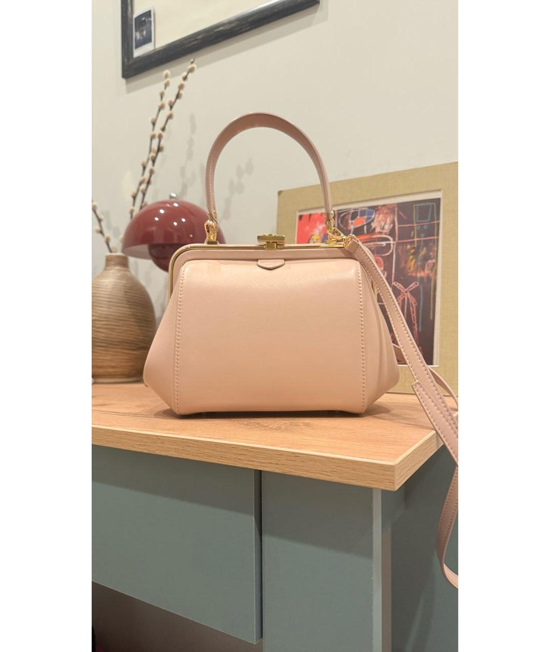 ULYANA SERGEENKO Бежевая кожаная сумка с короткими ручками, фото 9