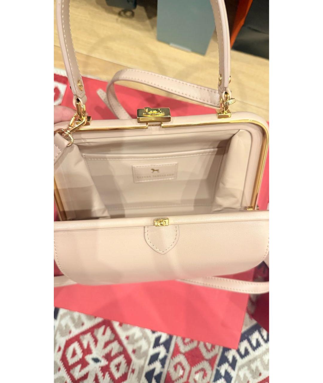 ULYANA SERGEENKO Бежевая кожаная сумка с короткими ручками, фото 4