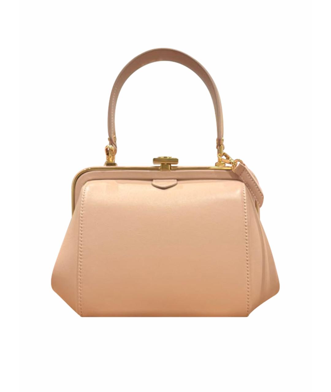 ULYANA SERGEENKO Бежевая кожаная сумка с короткими ручками, фото 1