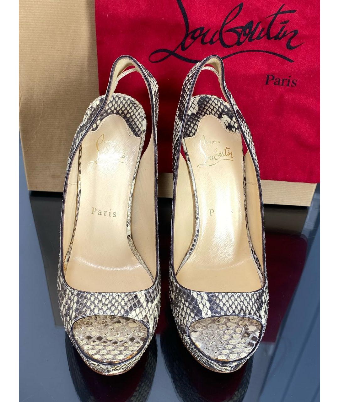 CHRISTIAN LOUBOUTIN Бежевые босоножки из экзотической кожи, фото 2