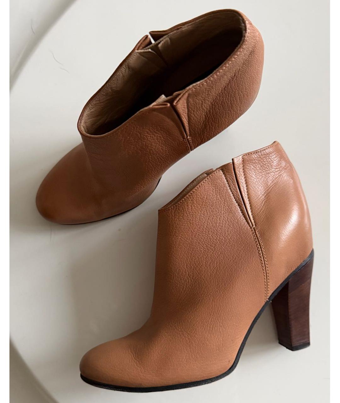 GOLDEN GOOSE DELUXE BRAND Бежевые кожаные ботильоны, фото 6