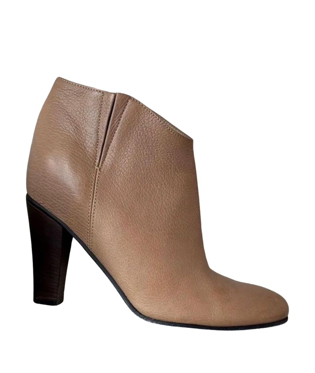 GOLDEN GOOSE DELUXE BRAND Бежевые кожаные ботильоны, фото 1