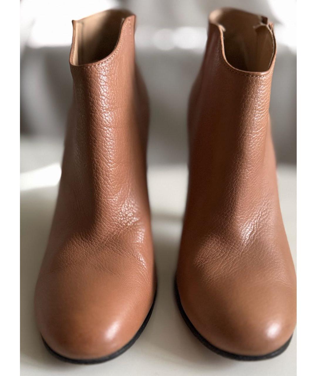 GOLDEN GOOSE DELUXE BRAND Бежевые кожаные ботильоны, фото 2