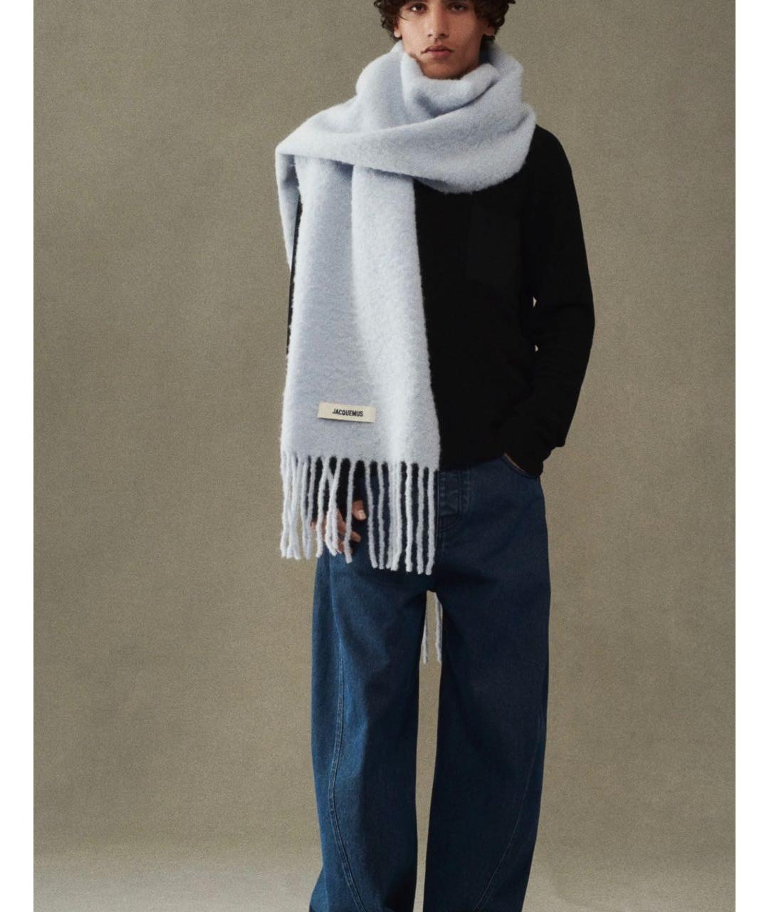 JACQUEMUS Голубой шерстяной шарф, фото 4
