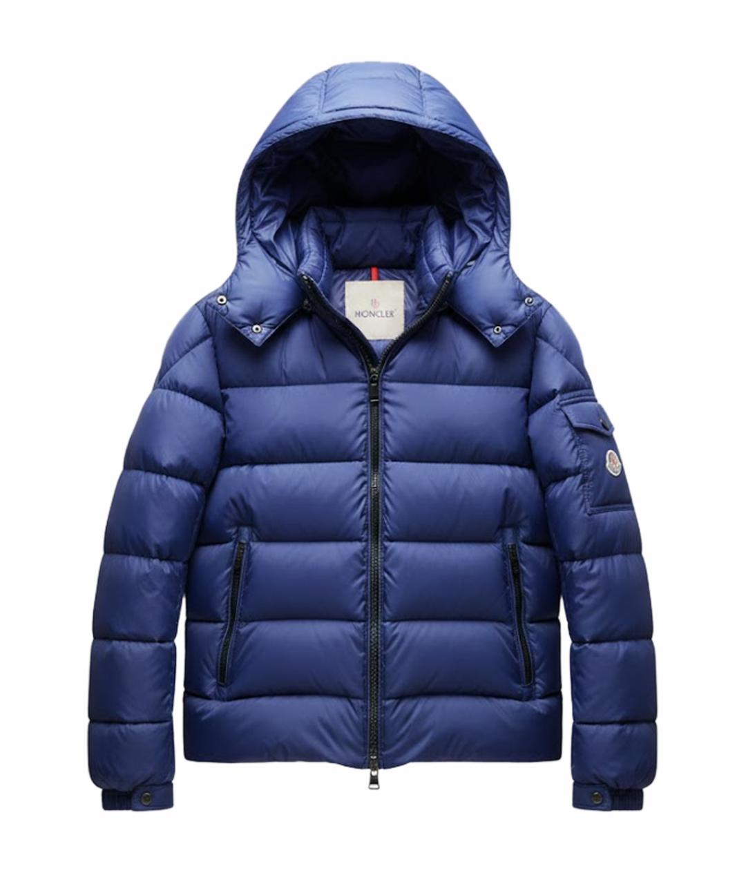 MONCLER Синий синтетический пуховик, фото 1