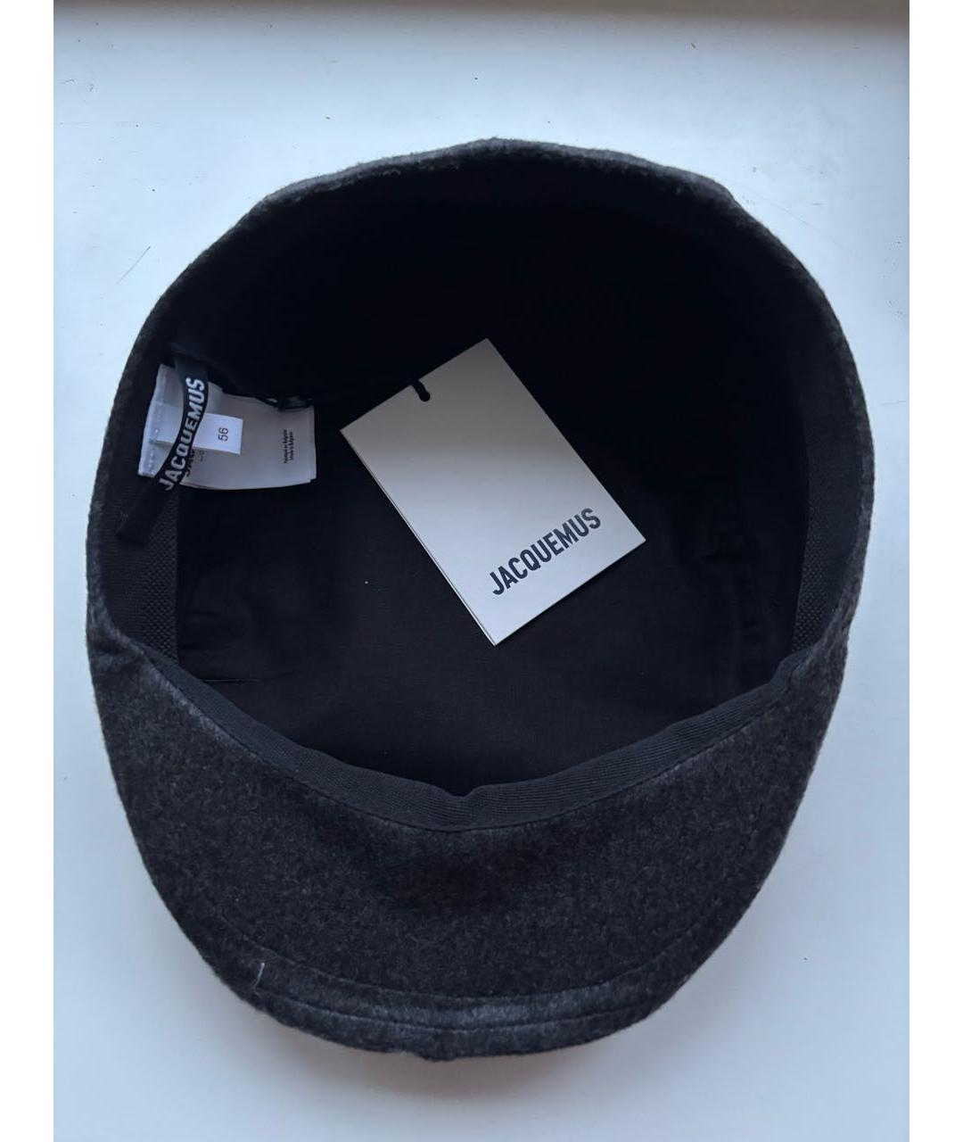 JACQUEMUS Антрацитовая шерстяная кепка, фото 5