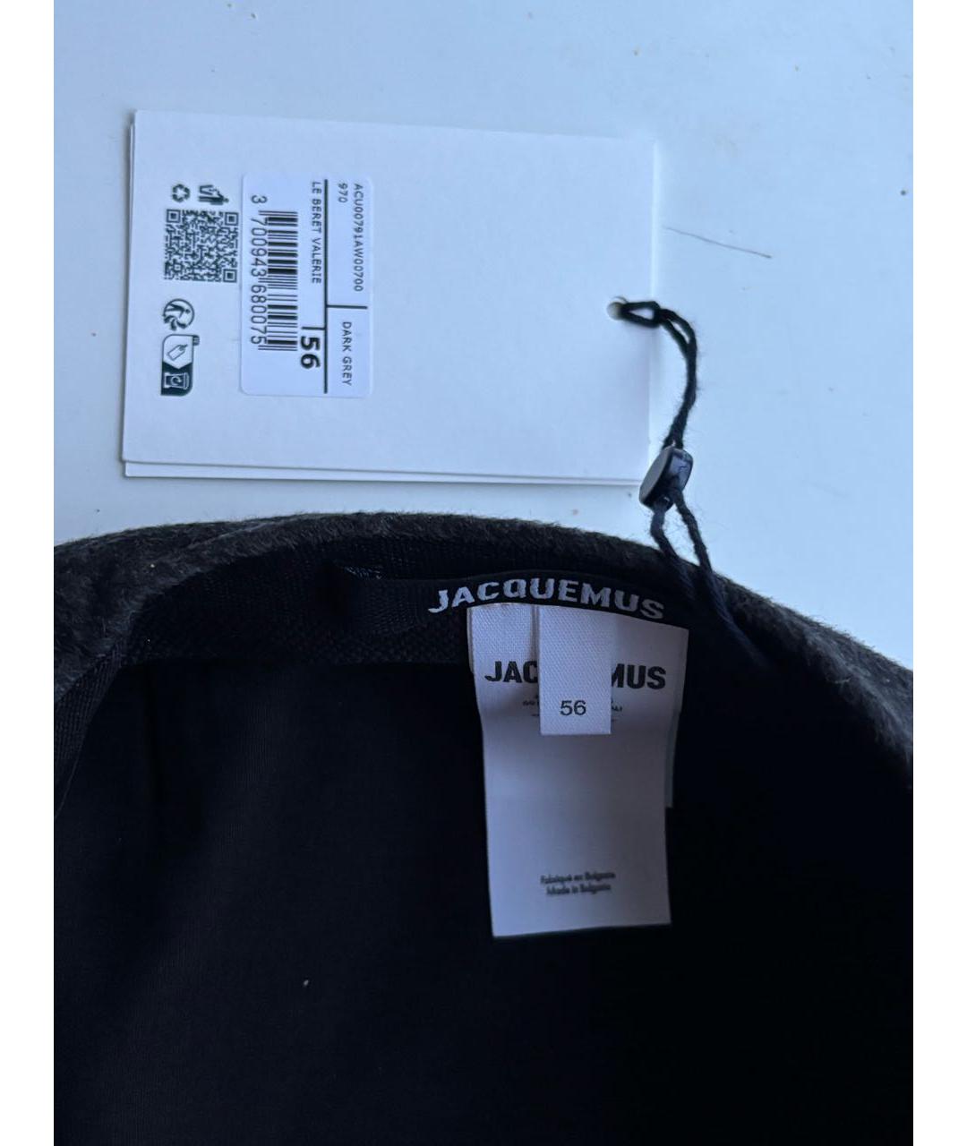 JACQUEMUS Антрацитовая шерстяная кепка, фото 6