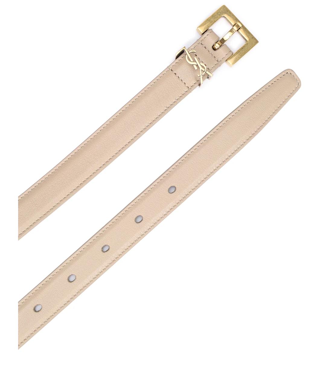 SAINT LAURENT Бежевый кожаный ремень, фото 3