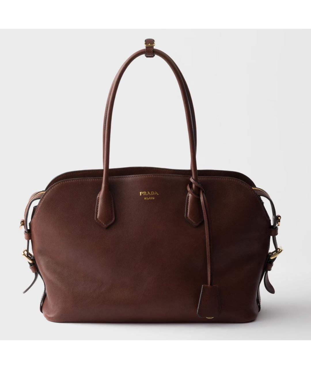 PRADA Коричневая кожаная сумка тоут, фото 5