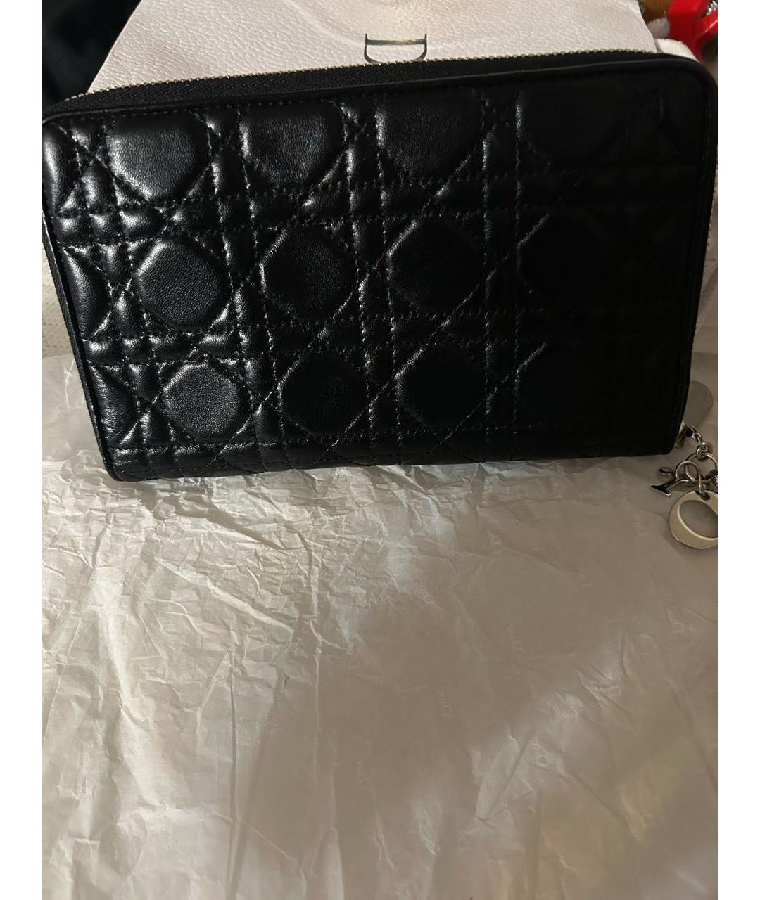 CHRISTIAN DIOR Черный кожаный кошелек, фото 3