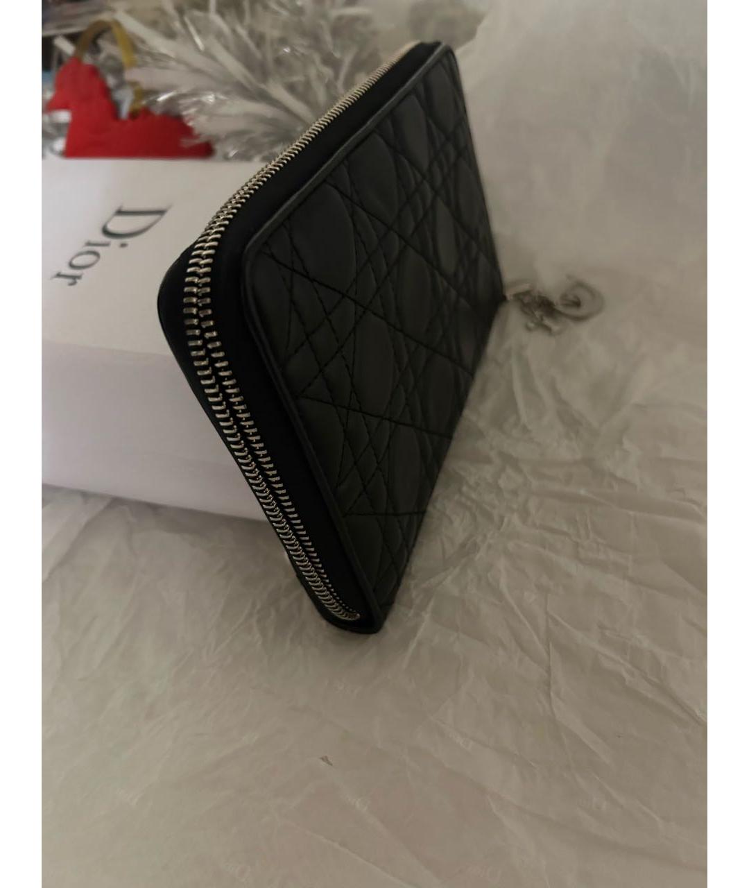 CHRISTIAN DIOR Черный кожаный кошелек, фото 2