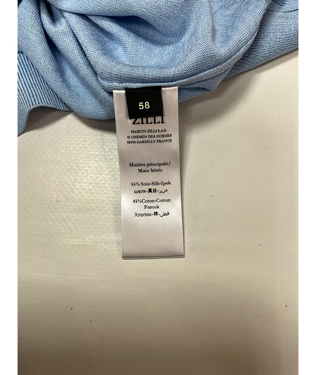 ZILLI Голубое хлопковое поло с коротким рукавом, фото 7