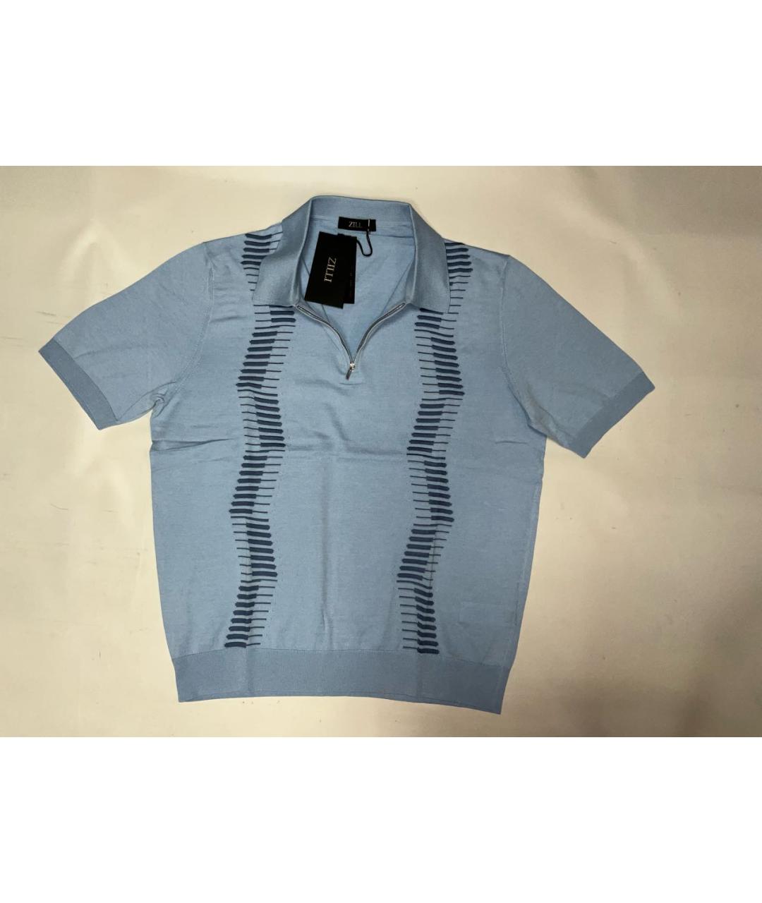 ZILLI Голубое хлопковое поло с коротким рукавом, фото 3