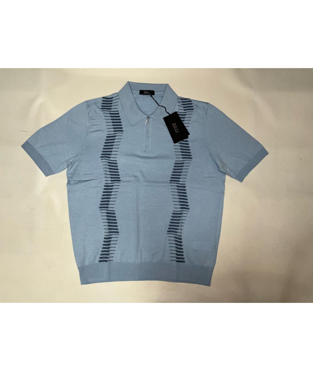 ZILLI Голубое хлопковое поло с коротким рукавом, фото 9