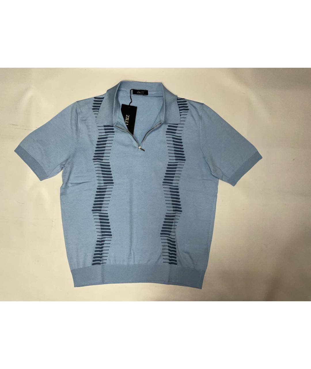 ZILLI Голубое хлопковое поло с коротким рукавом, фото 6