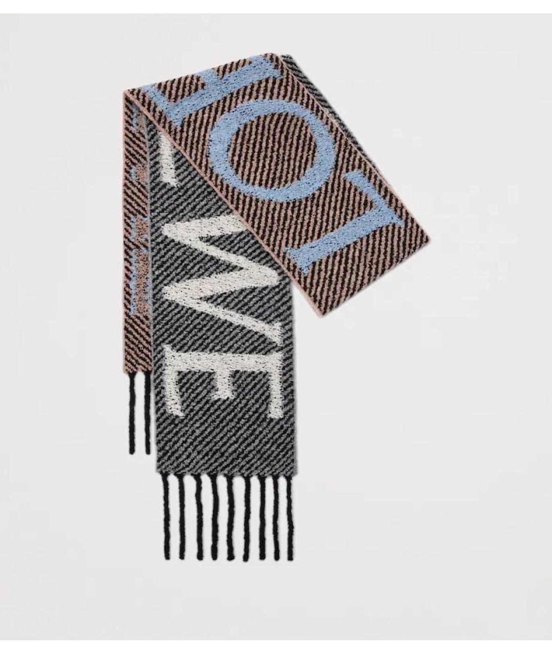 LOEWE Антрацитовый шерстяной шарф, фото 5