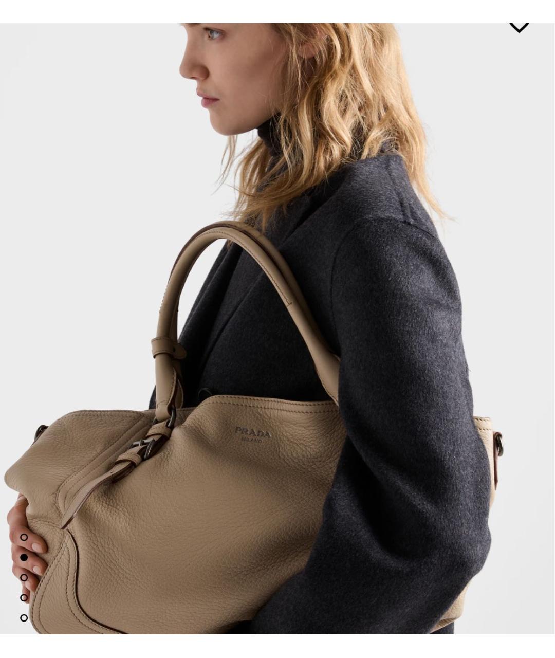 PRADA Бежевая кожаная сумка тоут, фото 2