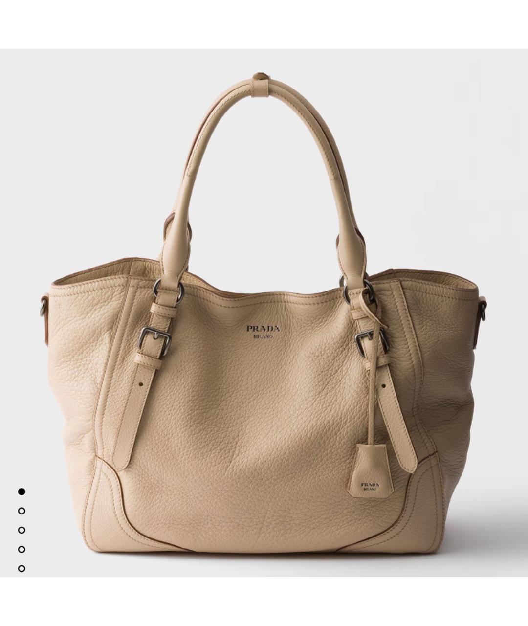 PRADA Бежевая кожаная сумка тоут, фото 5