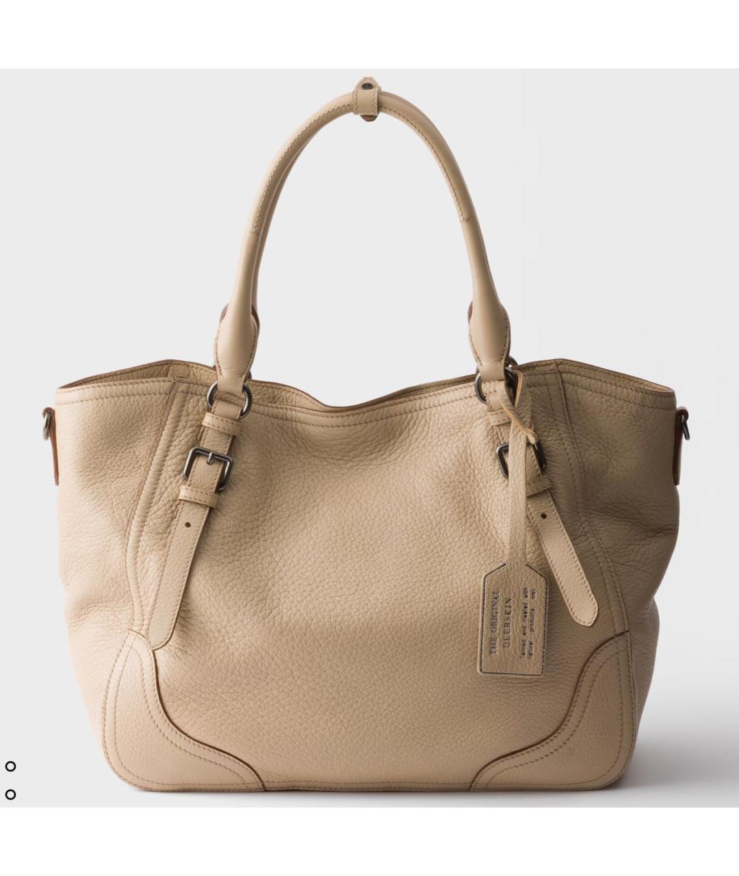 PRADA Бежевая кожаная сумка тоут, фото 4