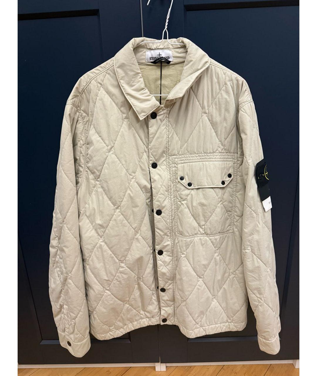 STONE ISLAND Бежевая полиамидовая куртка, фото 5